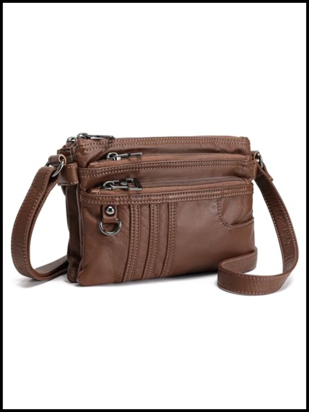 Small Crossbody Purse Synthetic Leather Multi Pocket Adjustable Strap Everyday